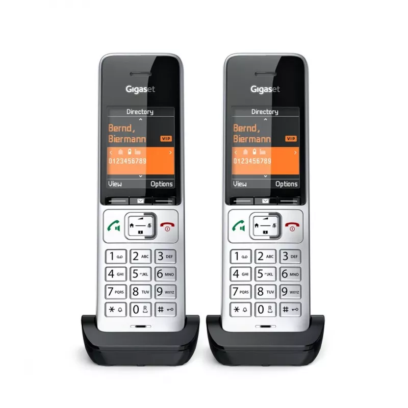Gigaset COMFORT 500HX duo Analog/DECT Telefon Anruferkennung Schwarz, Silber