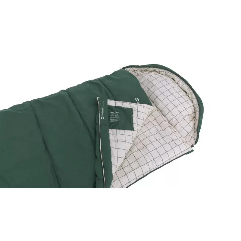 Schlafsack Outwell Camper Prime halbrechteckig 900×2350 mm, max. Benutzergröße 200 cm, Baumwolle/Polyester, grün