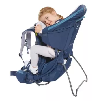 Baby-Trage-Rucksack Deuter Kid Comfort Pro, blau, Polyamid, max. 22 kg, Sonnenschutz, Seitentasche