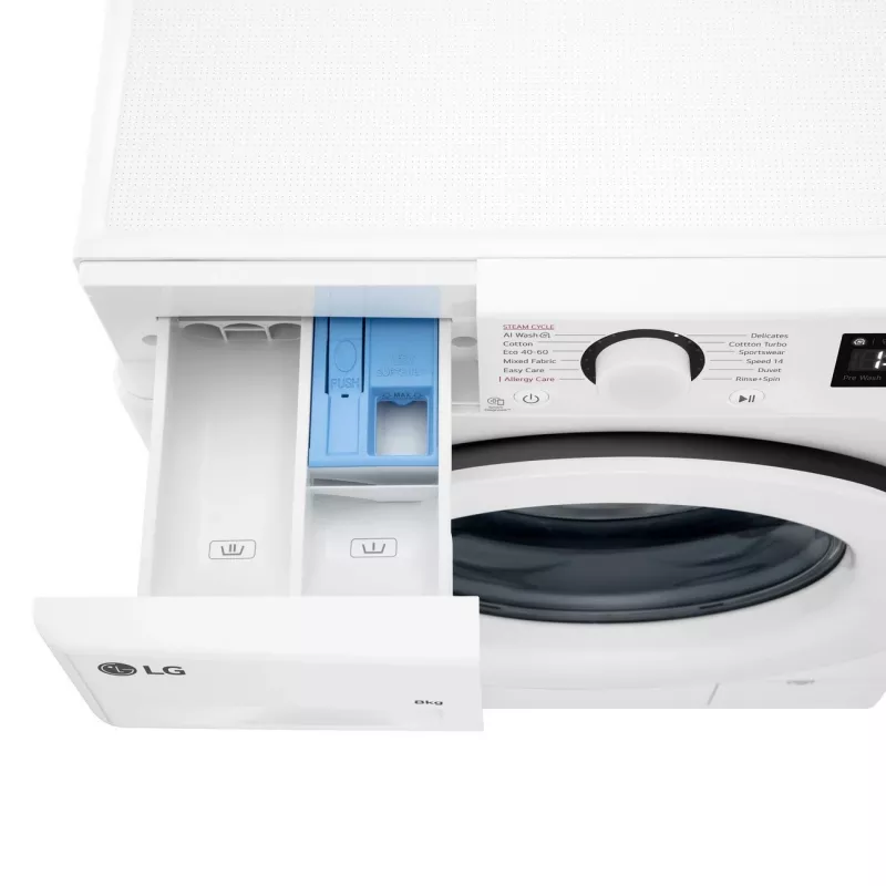LG | Waschmaschine | F2WR508SWW | Energieeffizienzklasse A-10% | Frontlader | Waschkapazität 8 kg | 1200 U/min | Tiefe 47,5 cm | Breite 60 cm | Display | LED | Dampffunktion