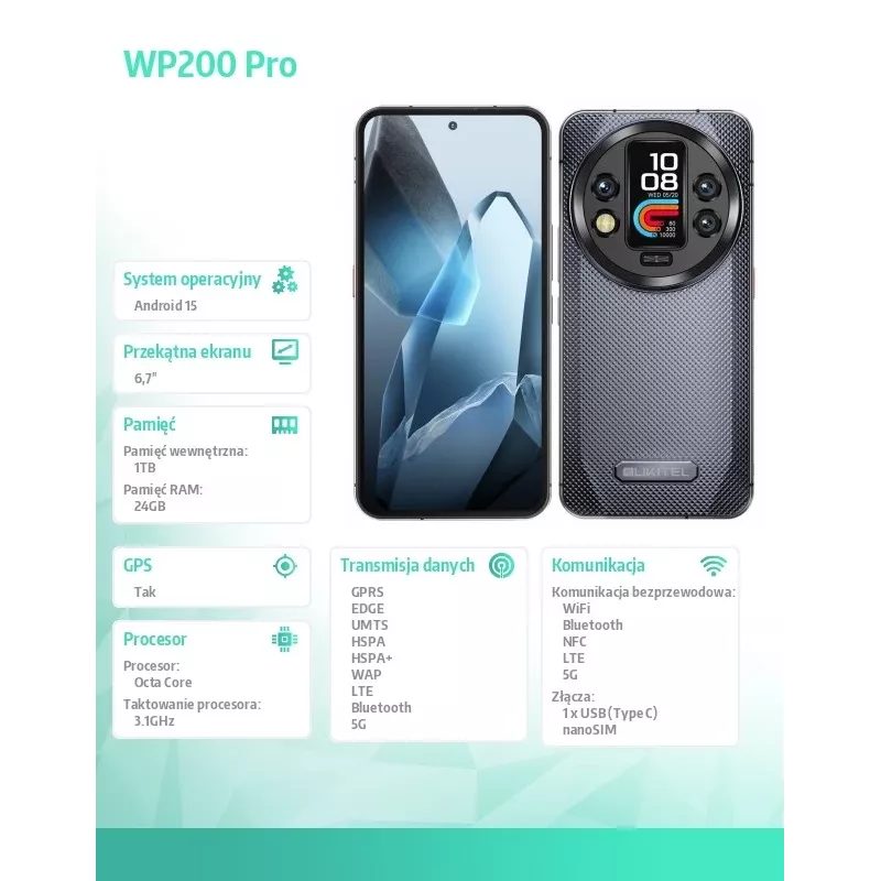 Oukitel WP200 Pro 5G 6.7 24GB/1TB DS. 8800mAh Grau