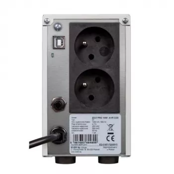 EVER ECO Pro 1000 AVR CDS - USV - AC 230 V - 650 Watt - 1000 VA 5 Ah - USB - Ausgangssteckdosen: 2 - Weiß