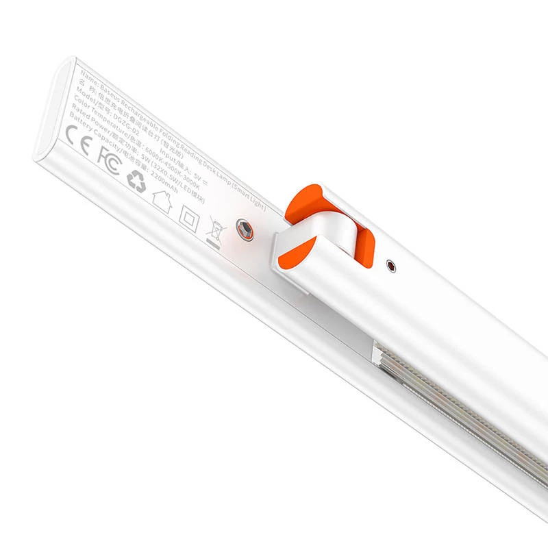 Tischleuchte Baseus Smart Eye Folding Rechargeable White — faltbare LED-Tischleuchte, wiederaufladbarer Akku, verstellbarer Arm und Kopf