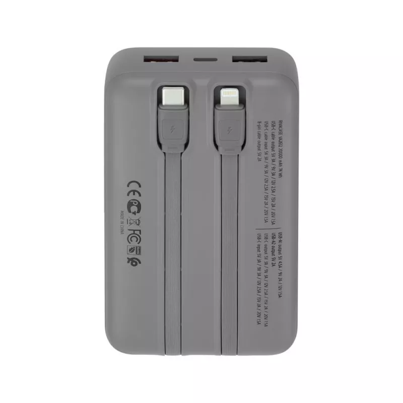 Powerbank Rivacase VA2612 – 20000-mAh-tragbares USB-Ladegerät mit mehreren USB-Anschlüssen