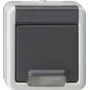 gira SCHUKO-Steckdose Aufputz mit Klappdeckel und SafetyPlus, Modell 441430, grau