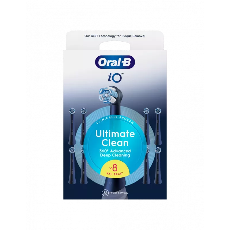 Oral-B iO Ultimate Clean Ersatz-Zahnbürstenköpfe, schwarz, 8 Stk.