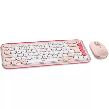 Logitech POP Icon Combo - Tastatur-Maus-Set - Kabellos - Bluetooth LE - QWERTY - US International - rosé, Off-White (920-013142)