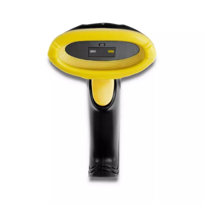 Hand-Barcodelesegerät QOLTEC 50867 — 1D/2D-Laserscanner, USB kabelgebunden, 600 mm Reichweite, gelb/schwarz