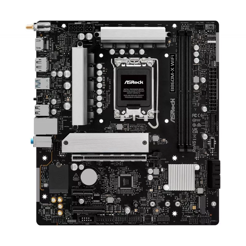 Motherboard ASRock B860M-X WiFi — Intel B860, LGA 1851, micro ATX, DDR5, 2x DIMM, 4x M.2, 2.5Gb LAN, Wi‑Fi 6E, Bluetooth 5.3