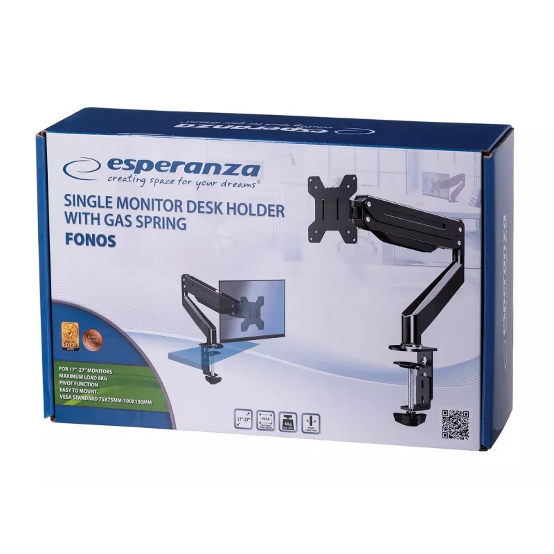 Esperanza ERW019 Monitorhalterung / -ständer 68,6 cm (27) Schreibtisch Schwarz