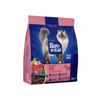 OPTIVITAL Mit frischem Rindfleisch - Trockenfutter für Katzen - 300g