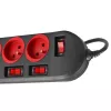 Stromverlängerung MACLEAN MCE204 1,5 m Kabel, 5 AC-Steckdosen, innen, schwarz/rot
