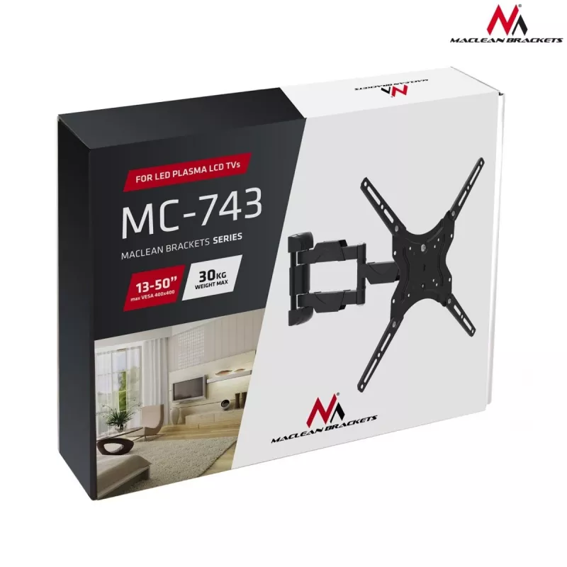 Maclean Mc-743 - Vesa Monitor-/TV-Halterung, 13-50 Schwarz, 30 kg