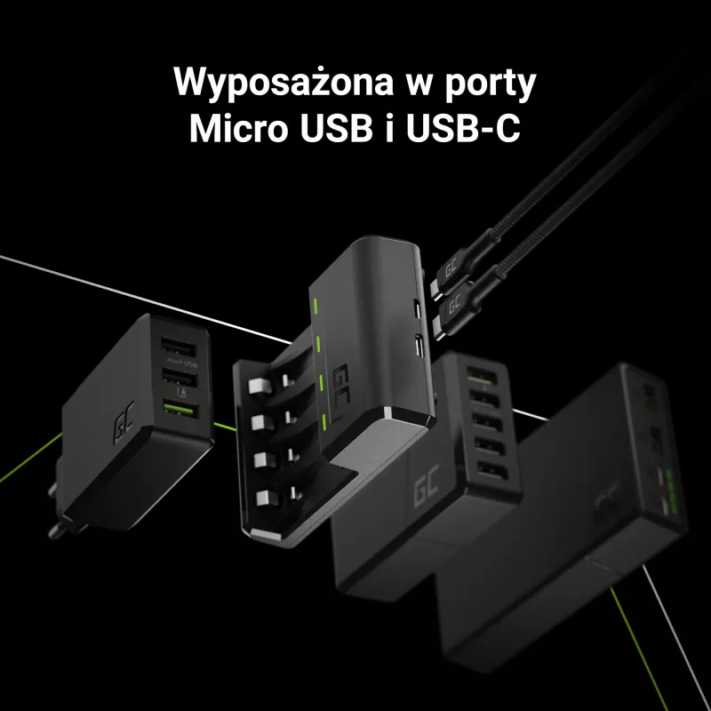Batterieladegerät Grün Cell GC VitalCharger USB, 4-Steckplätze, AA/AAA, USB-betrieben, schwarz