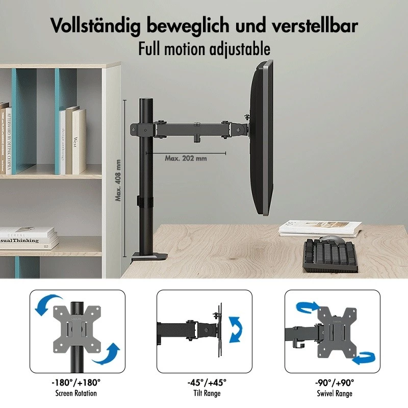 Monitorhalterung 17-32 Zoll, max. 10 kg, Stahl