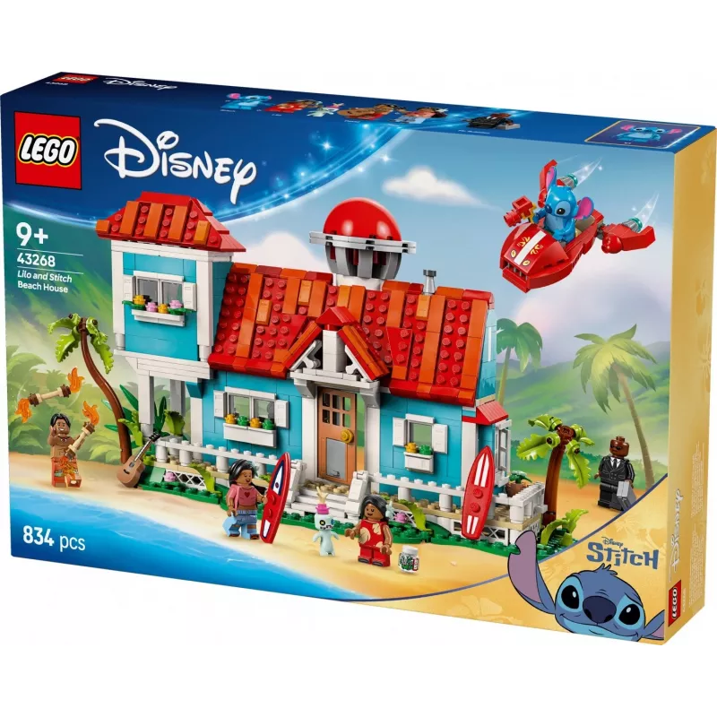 LEGO Disney Set 43268 Strandhaus – modulares Haus zum Bauen, 834 Teile, 5 Minifiguren, Alter 9+