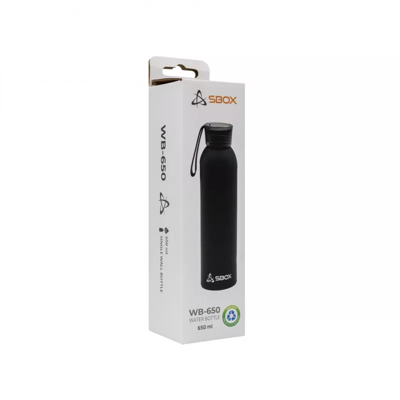 Sporttrinkflasche SBOX WB-650 650 ml, Schwarz