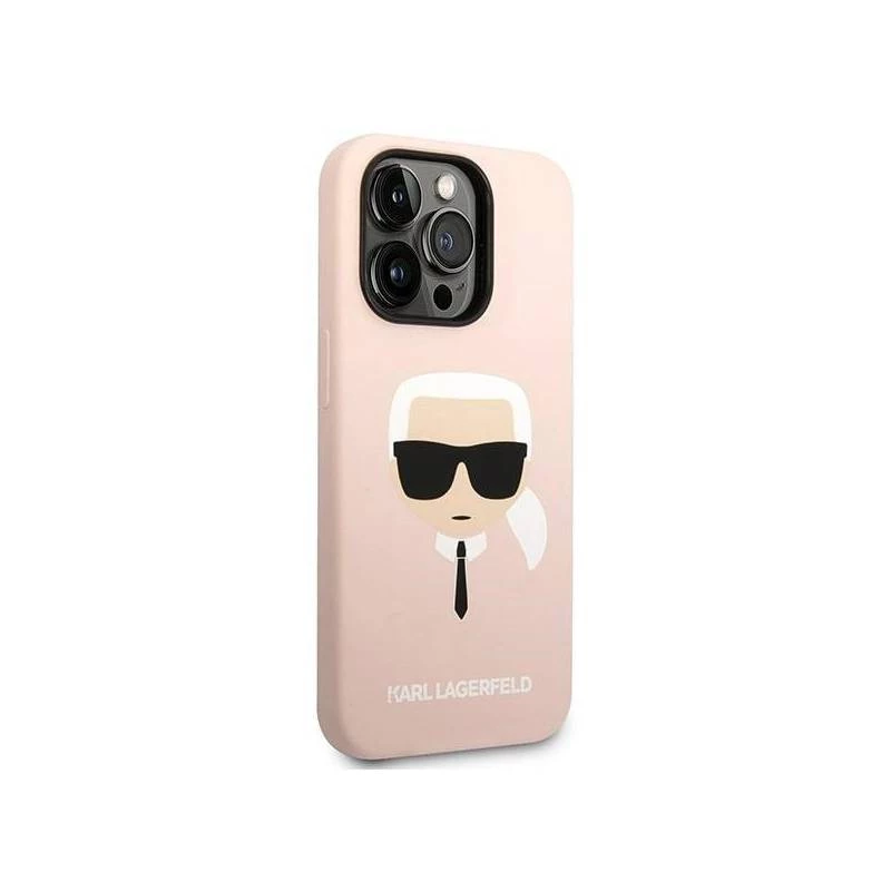 Karl Lagerfeld KLHMP14XSLKHLP iPhone 14 Pro Max 6.7 Hartschale Hellrosa / Hellrosa Silikon Karl inchs Head Magsafe