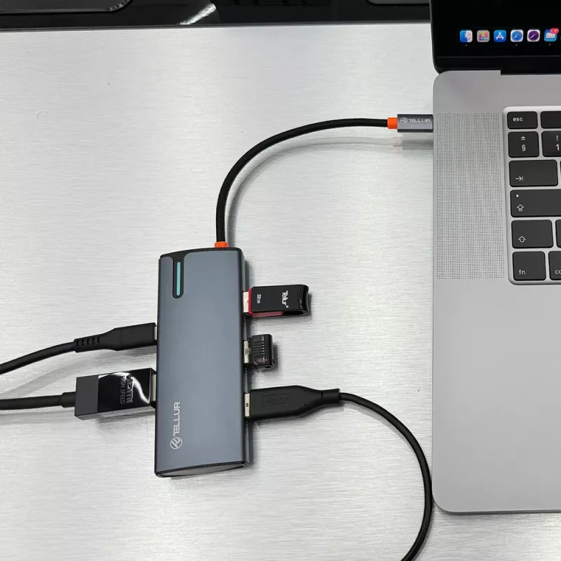 USB-C-Hub Tellur TLL321061 mit PD 3.0 100W, HDMI-Ausgang und 3× USB 3.0-Anschlüssen