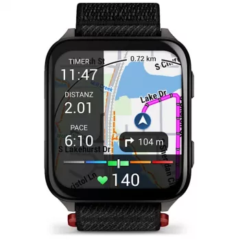 Smartwatch GARMIN Venu X1 – 2 Zoll AMOLED, GPS/GLONASS/Galileo, 5 ATM, 11 Tage Akku, schwarzes Silikonarmband