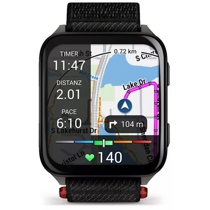 Smartwatch GARMIN Venu X1 – 2 Zoll AMOLED, GPS/GLONASS/Galileo, 5 ATM, 11 Tage Akku, schwarzes Silikonarmband