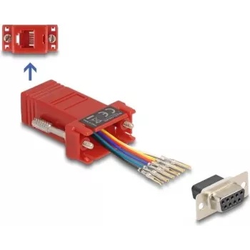 DeLOCK D-Sub 9-polig Buchse auf RJ12 Buchse Montageset rot
