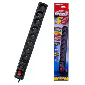 Steckdosenleiste mit Schalter: 8 Steckdosen, Kabel 1,5 m, schwarz