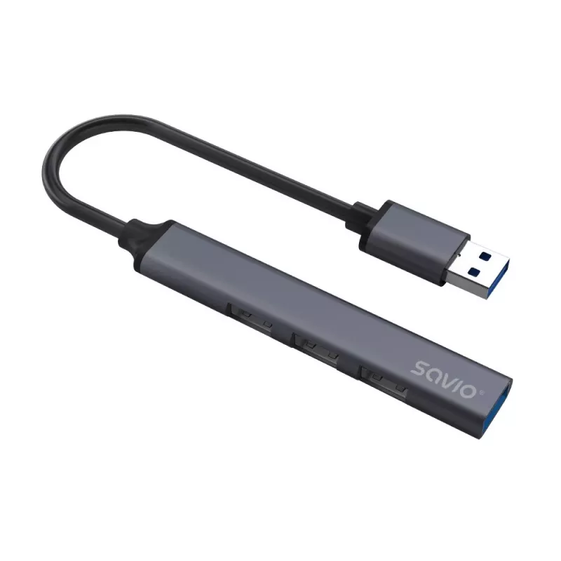 USB-Hub SAVIO AK-70, 7-Port USB 3.0, 4 nutzbare Ports, USB Typ-A Host, 5 Gbit/s Übertragung, Garantie 2 Jahre