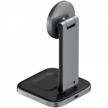 SATECHI 3-in-1 faltbare Qi2 kabellose Ladestation (Space Grau) mit Typ A-, C-, G-Steckern