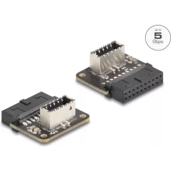 DeLOCK 67239 Kabel-Adapter 19-Pin-USB USB Typ-E Schwarz Edelstahl