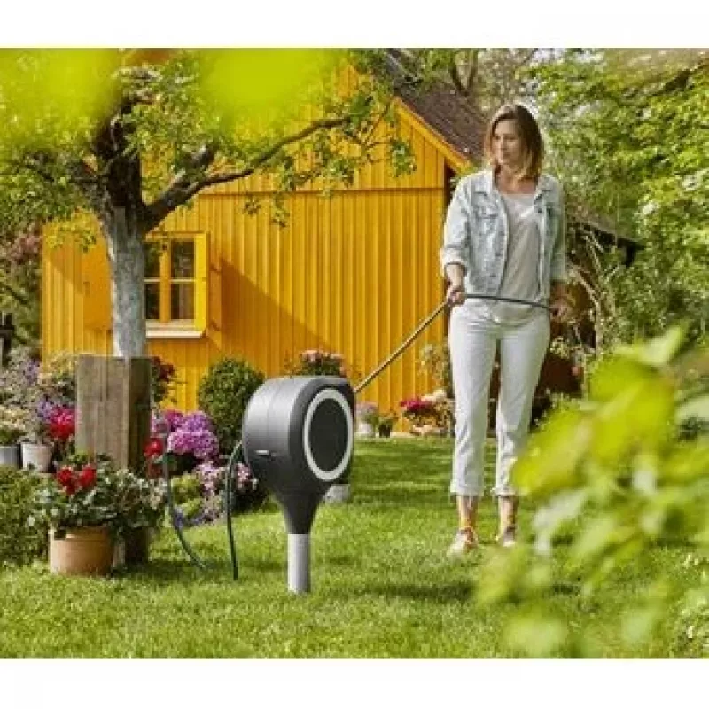 Bodenständer-Trommel Gardena RollUp Automatic Schwarz Grau