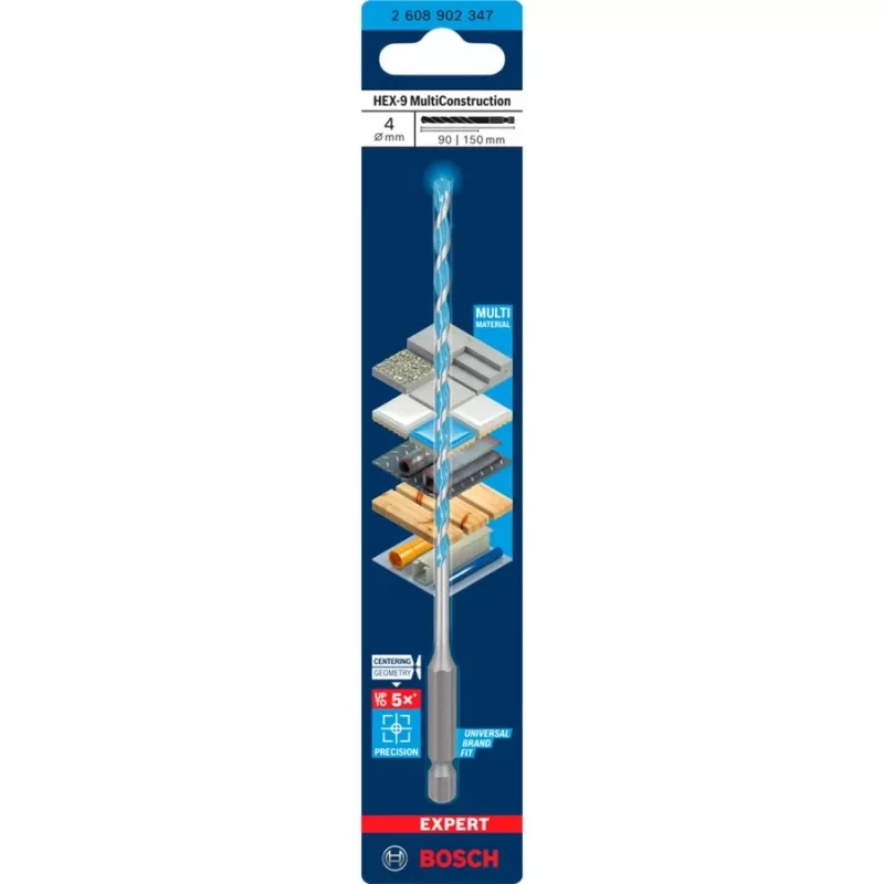 Bohrer Bosch Expert HEX-9 Multi Construction 4 mm — SDS-artiger Sechskantschaft für Mauerwerk und Mehrstoffbohren