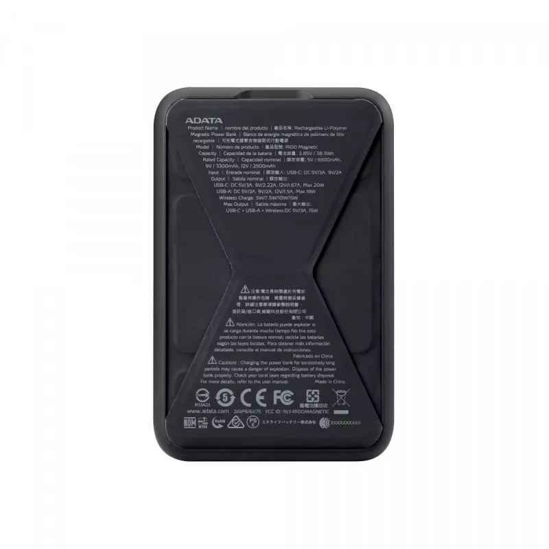 ADATA PR100-12BK power bank Lithium Polymer (LiPo) 10000 mAh Wireless charging Schwarz