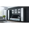 TV-Ständer Cama Meble VIGO NEW 30/140/40 — 1400×400×300 mm, graue Oberseite, Spanplatte, grauer Rahmen, weiße Hochglanzfronten