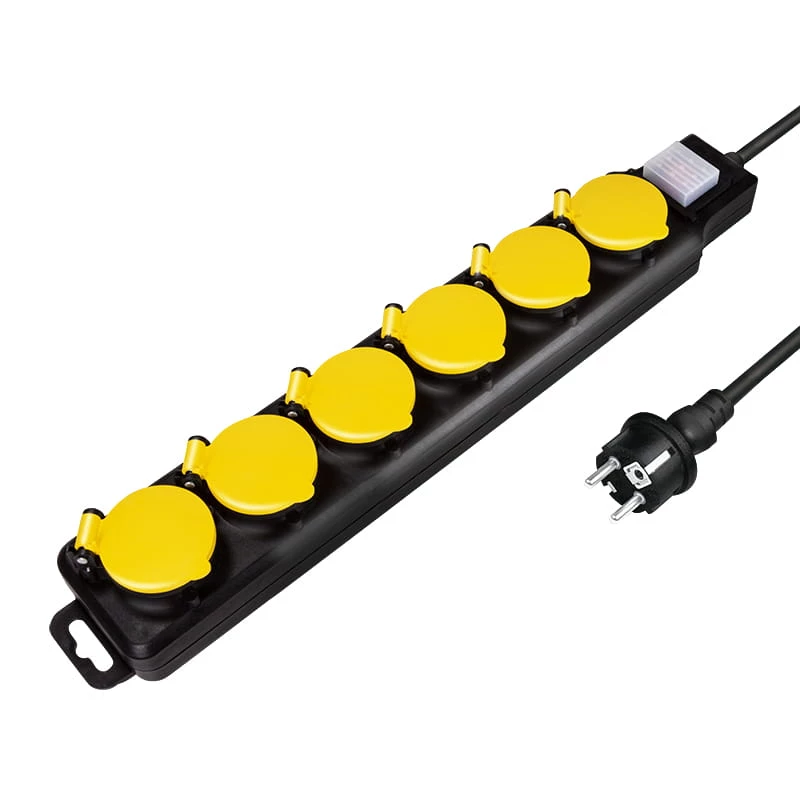 Power Extension LogiLink LPS256 1.5m 6 AC Outlets Outdoor Schwarz Gelb