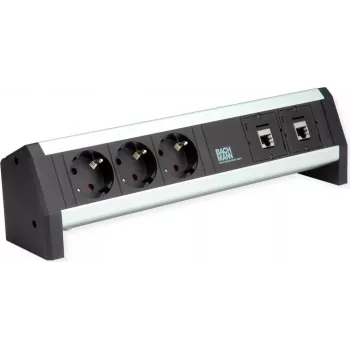 Bachmann DESK 3xCEE7/3 2x CM-CAT6A Modul – Tisch-Strom- und Netzwerkmodul