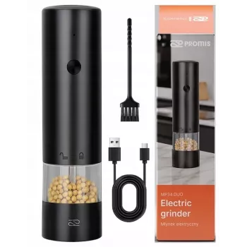 Salzmühle PROMIS MP34, Keramikmahlwerk, einstellbarer Mahlgrad, 180 mm, schwarz, USB