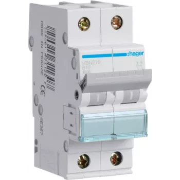 Hager MBN210. Polzahl: 2P. Wechselstrom-Eingangsfrequenz: 50/60 Hz, Nennstromausgabe: 10 A (MBN210)