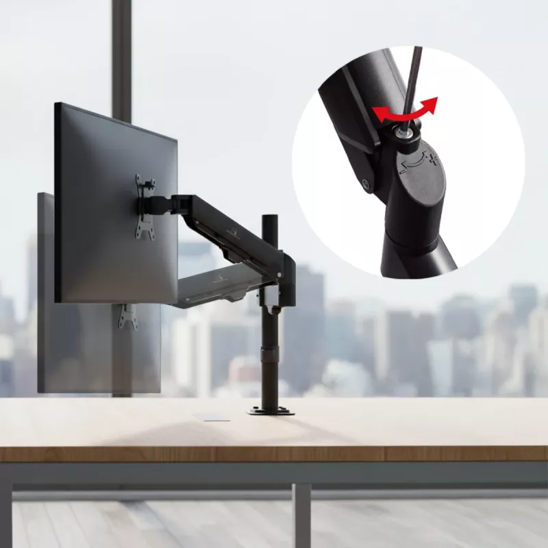 Monitorhalterung MACLEAN MC-135 Gasdruckfeder für 17-Zoll–32-Zoll-Bildschirme, Belastung 2–10 kg, schwarz