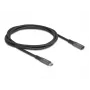 DeLOCK USB-Verlängerungskabel USB Type-C Stecker auf Buchse 10 Gbit/s 1 m grau Metall