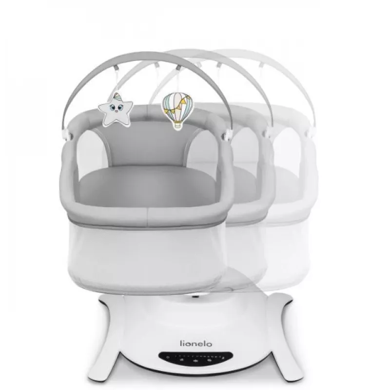 Wiege / Schaukelwiege Lionelo Bella Set Grau Beton – Babybett mit Schaukelfunktion