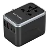 Vention Reiseadapter FJFB0 65W — 2× USB-C PD/PPS, 2× USB-A (QC/BC), HDMI-Ausgang, Aluminium/schwarz