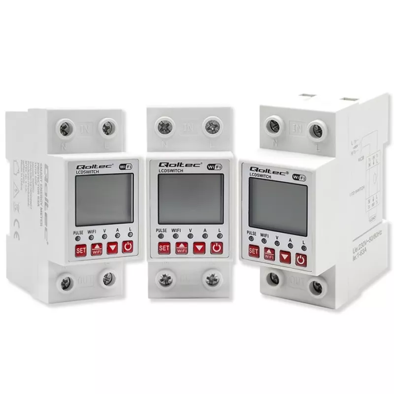Hutschienen-WLAN-Relais QOLTEC 50990, einkanalig, 63A Schaltleistung für Stromzählung und Fernsteuerung