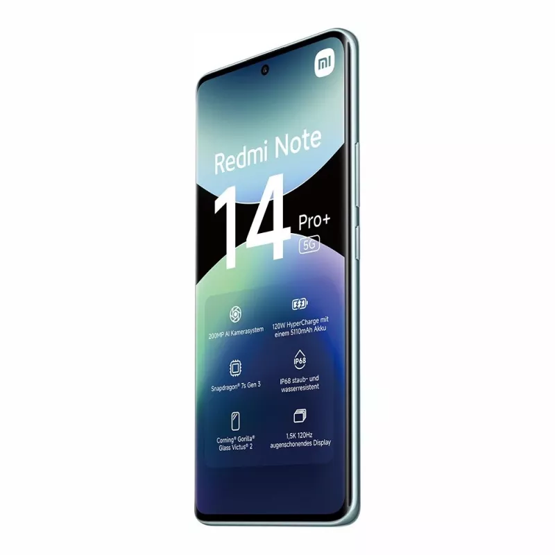 Smartphone Xiaomi Redmi Note 14 Pro+ 5G — 6,67 Zoll AMOLED, 8 GB RAM, 256 GB, 200 MP, IP68, 5110 mAh