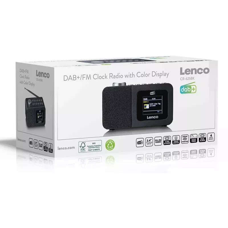 Tischradio Lenco CR-625BK — UKW/MW-Empfänger mit Bluetooth, schwarz