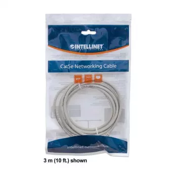 Intellinet Netzwerk-Patchkabel, Cat6, 2 m, Grau, CCA, U/UTP, PVC, RJ45, vergoldete Kontakte, rastnasenschutz, Knickschutztülle, lebenslange Garantie