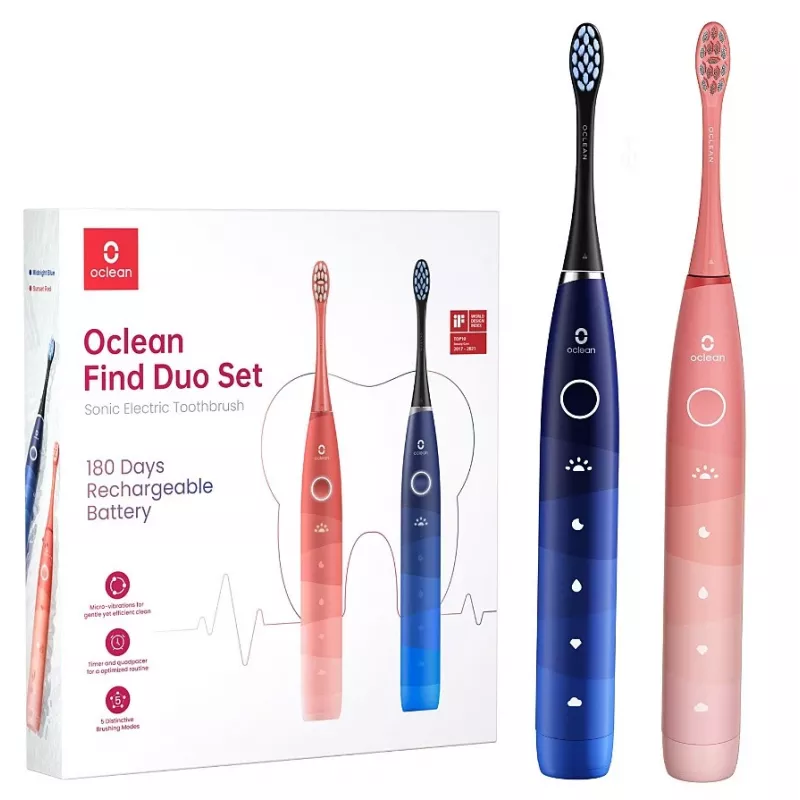 Schallzahnbürste Oclean Flow Find Duo Set Erwachsene Blau Pink OCLEAN