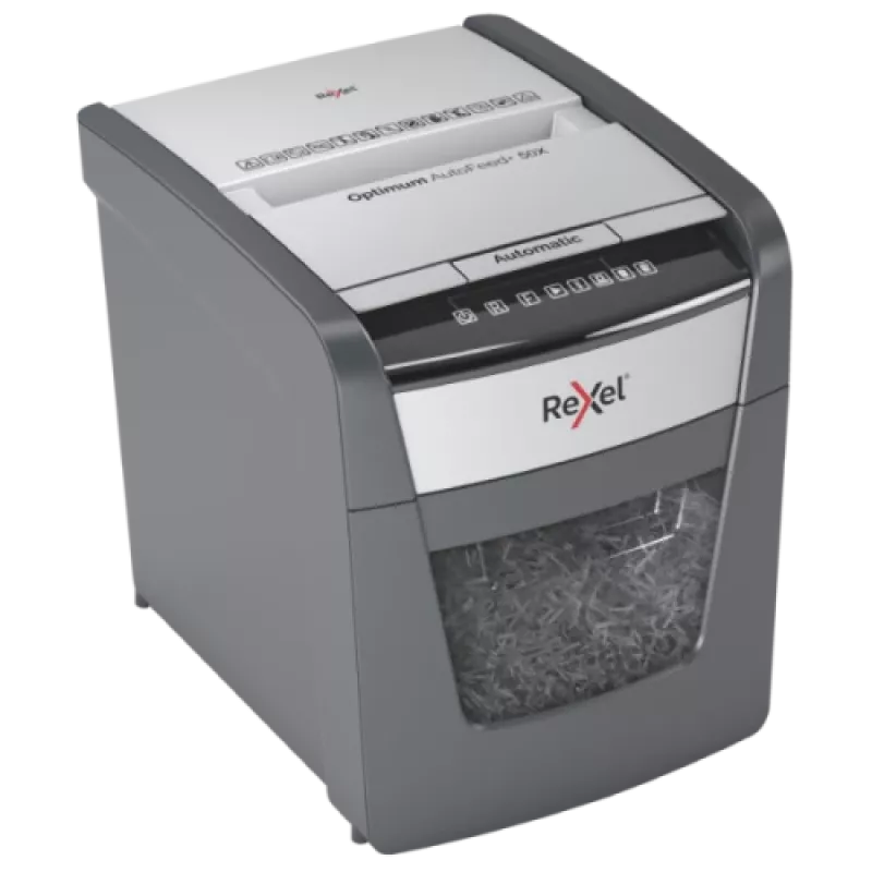 Rexel Optimum AutoFeed+ 50X Aktenvernichter mit automatischer Zufuhr, Partikelschnitt, P4