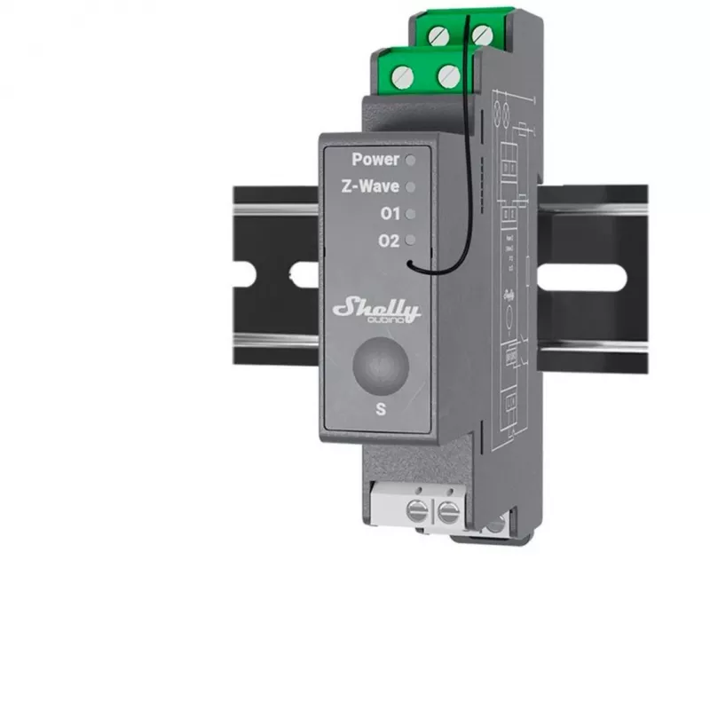 Halbleiterrelais Shelly Wave Pro 2 2-Kanal 25 A 110–240 V DIN-Schiene, 868,4 MHz