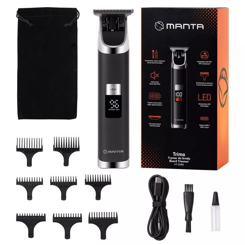 Manta HT-02BK Trimo Barttrimmer, Schwarz